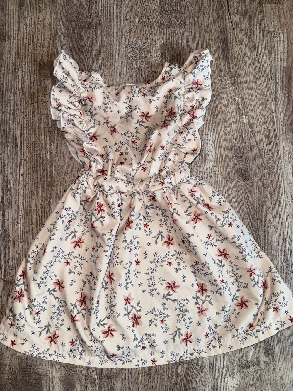 Cream Floral Ruffle Sundress for Girls